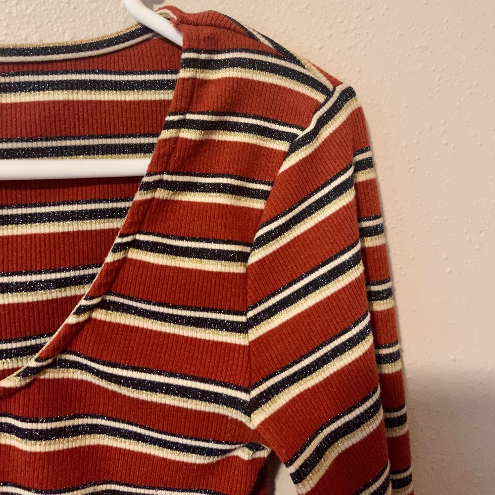 Striped Long Sleeve Crop Top